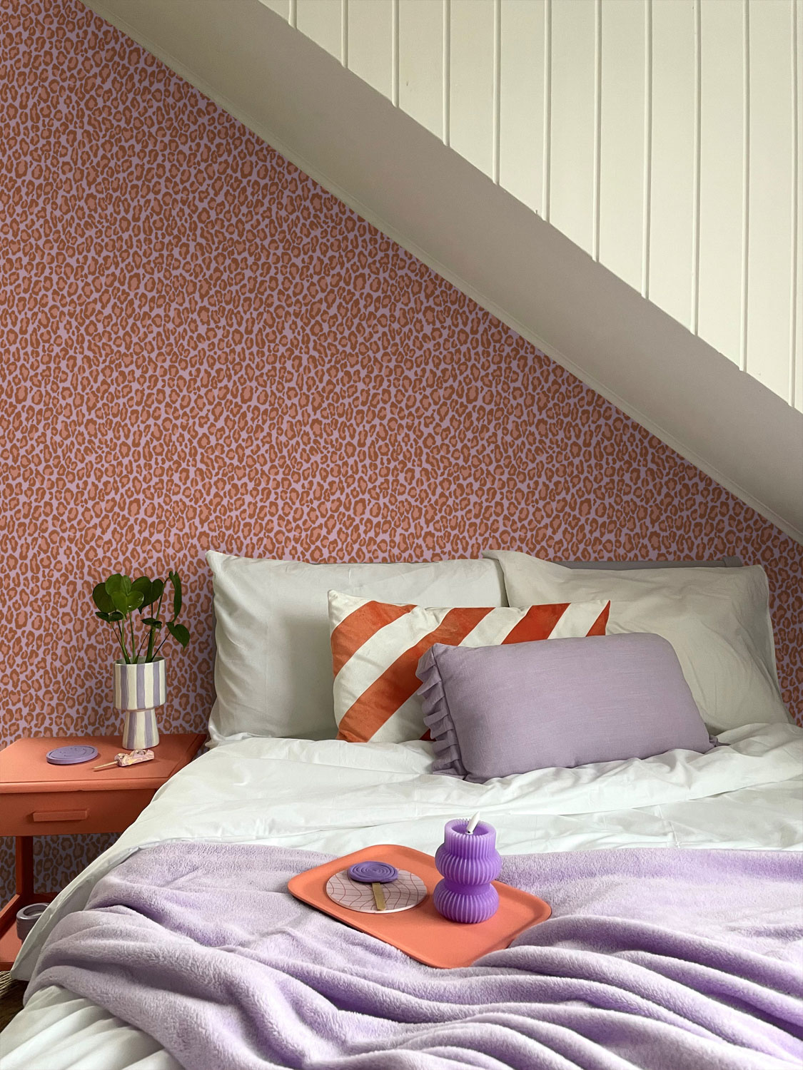 Tapete Leoparden Tapete Retro terracotta lila Vlies 131402
