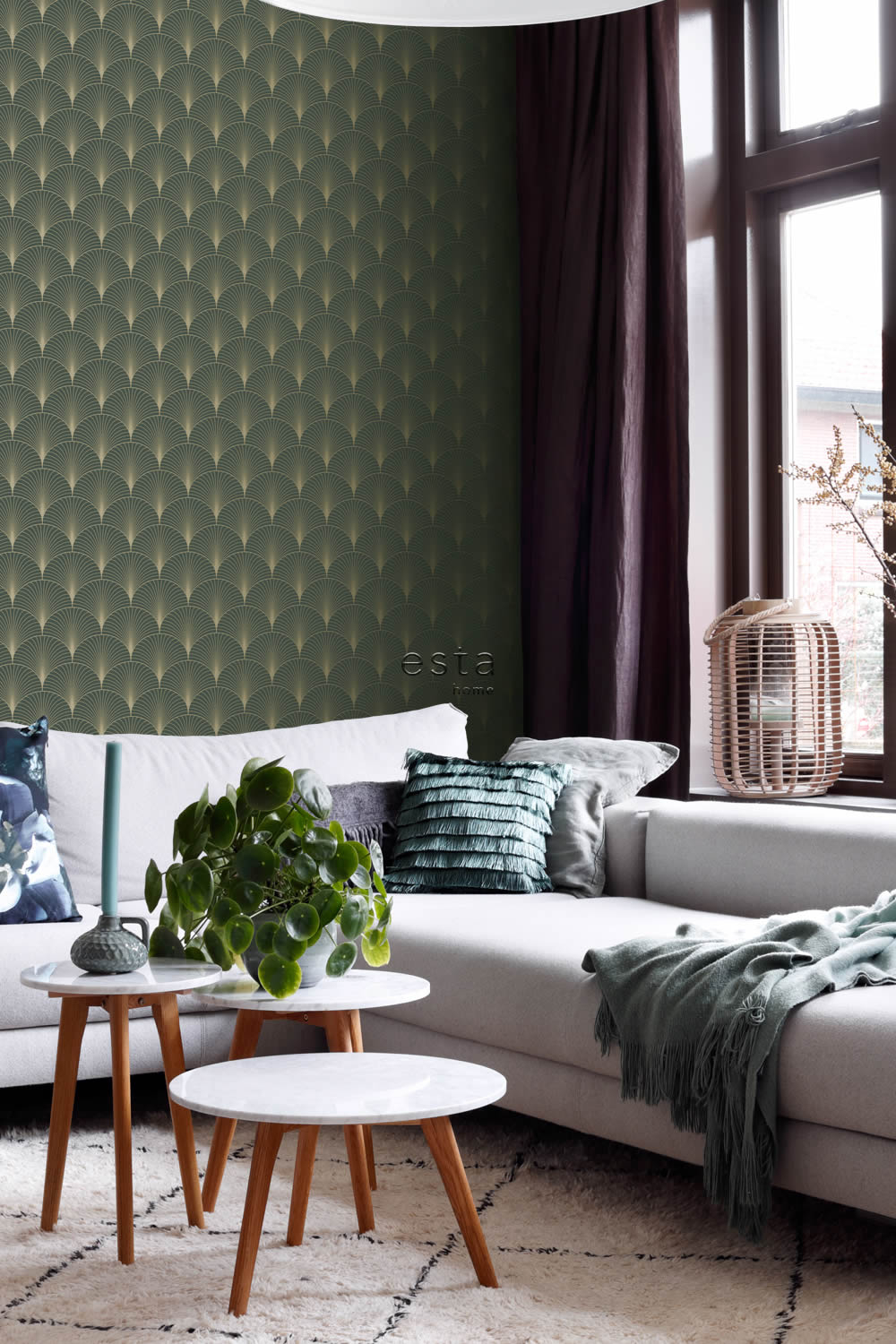 Tapete grafisch Fächer Muster schwarz 139584