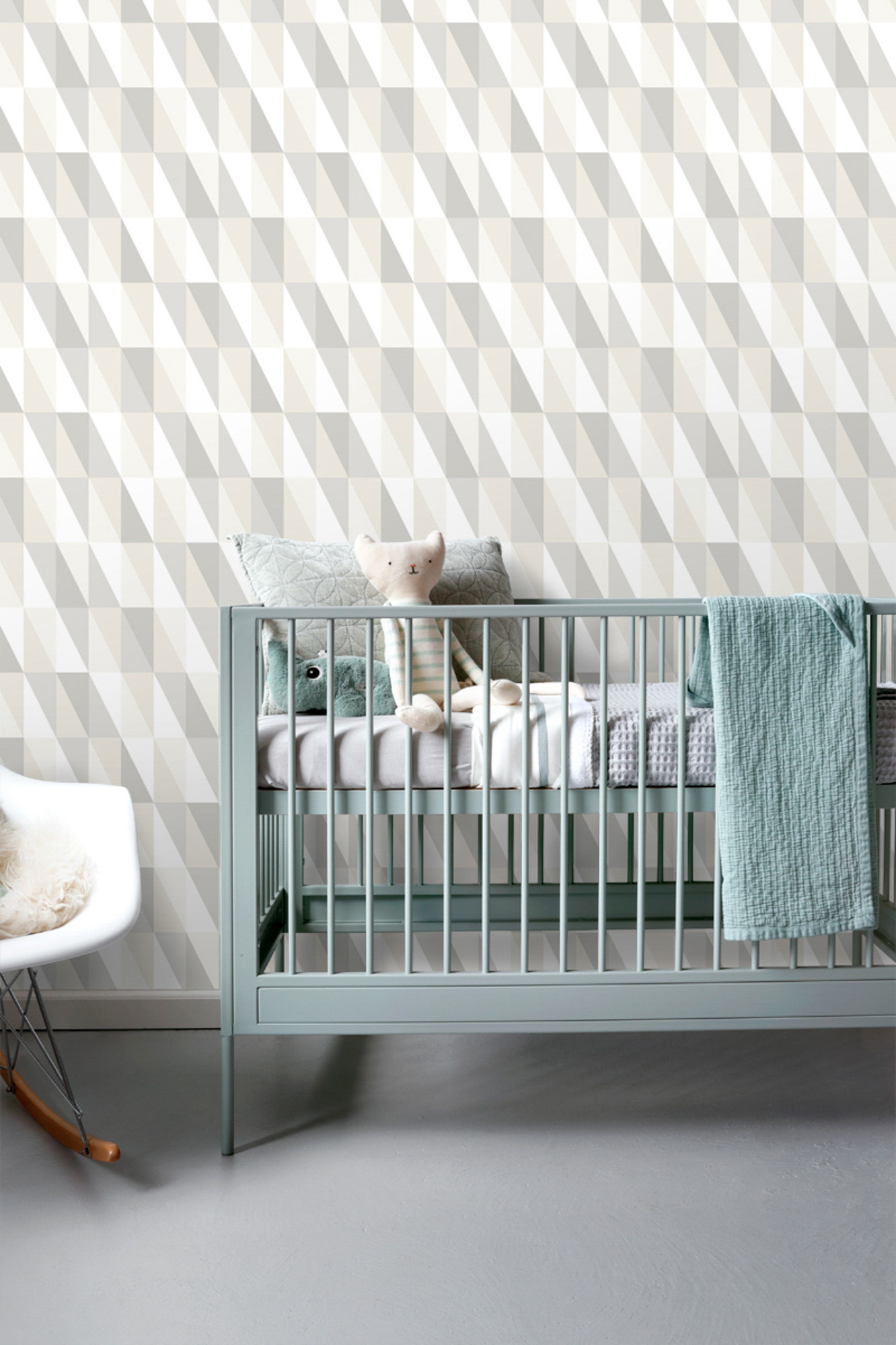 grafische Tapete Dreiecke grau beige silber Vlies 138922