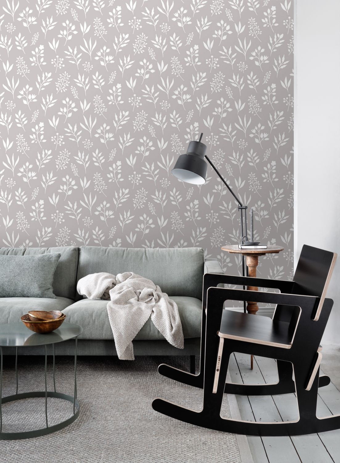 Tapete Blättertapete Scandi Style grau Vlies 139084