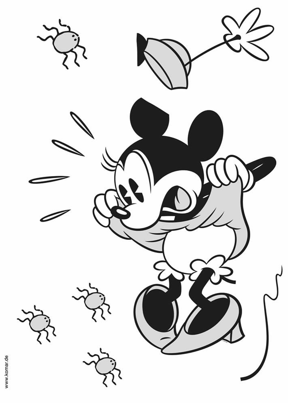 Wandsticker selbstklebend Minnie Maus schwarz grau
