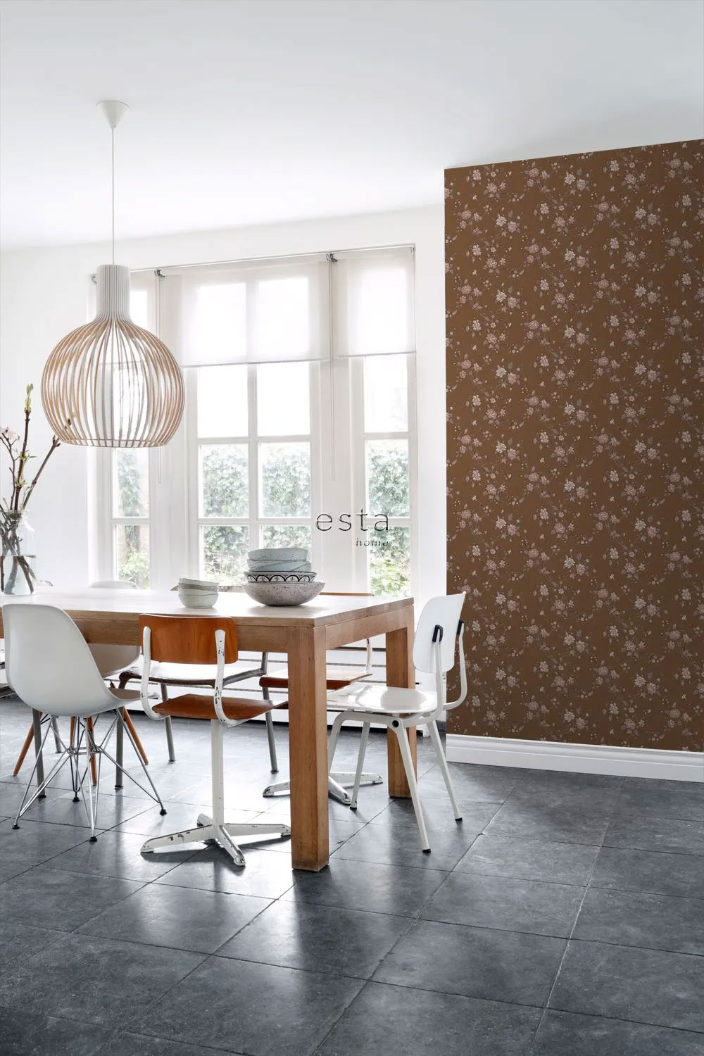 Tapete Romantische Blumen Vintage braun Vlies 139286