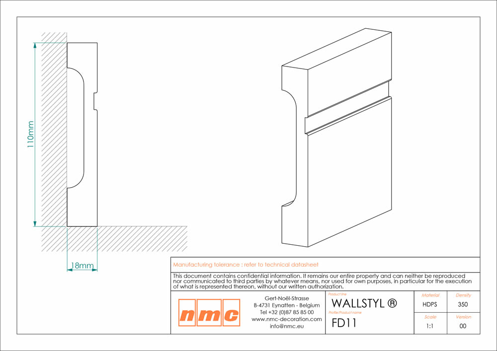 11er Stuckleisten Box FD11 Fußleiste NMC Noel Marquet Flachprofil-x13-FD11-VE