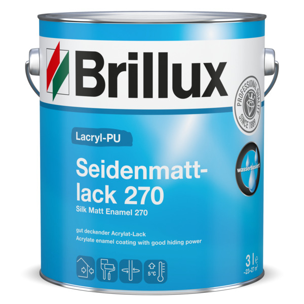 Brillux Lacryl-PU Seidenmattlack 270 seidenmatt weiß | 375 ML _L