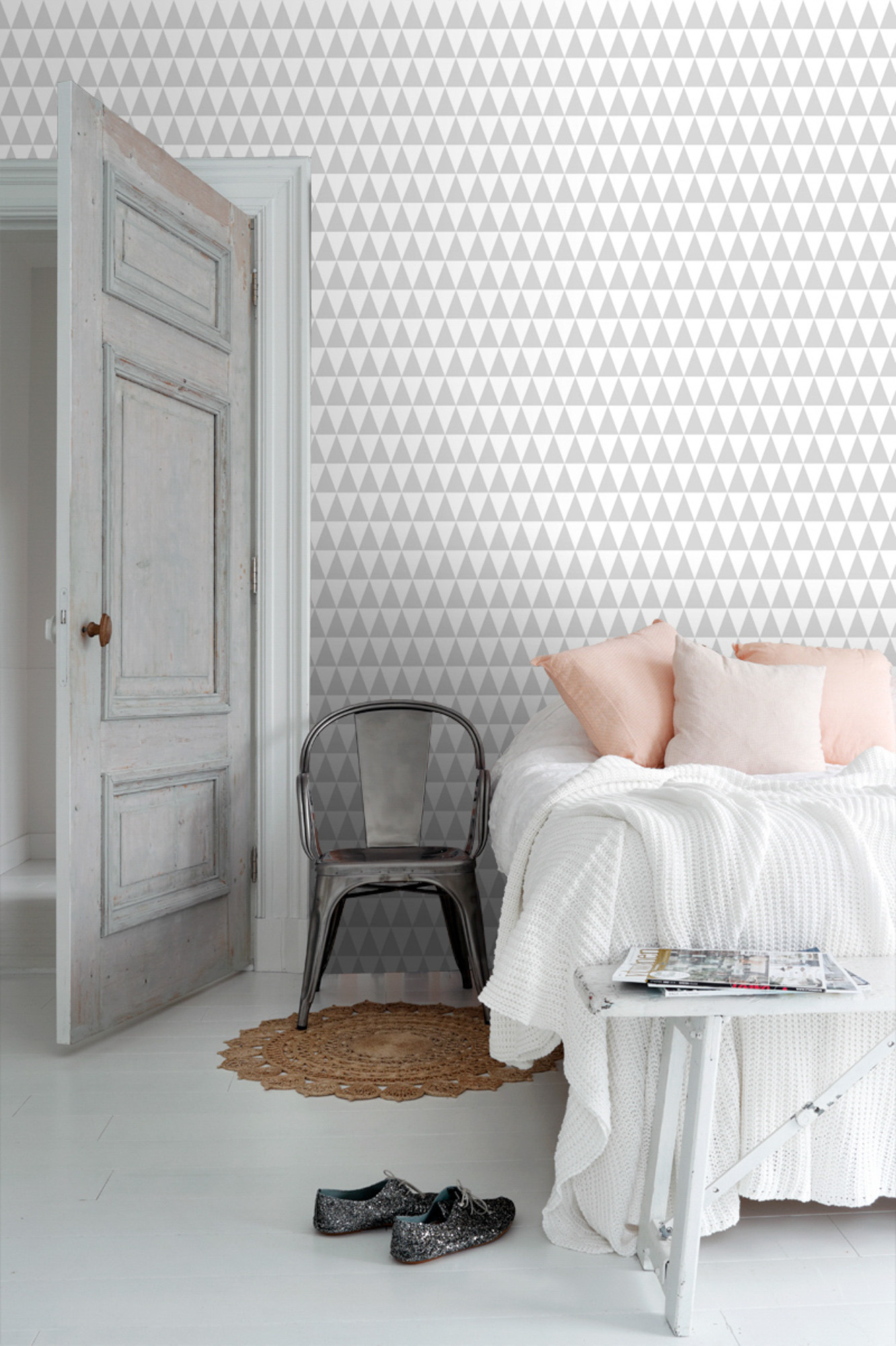 Dreieck Tapete warmgrau weiß Vlies 128842