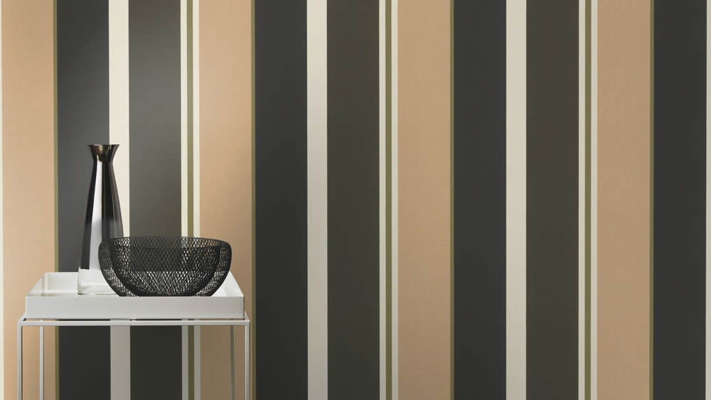 Streifen Gold und schwarz Tapete Club Botanique Rasch 539042 _L