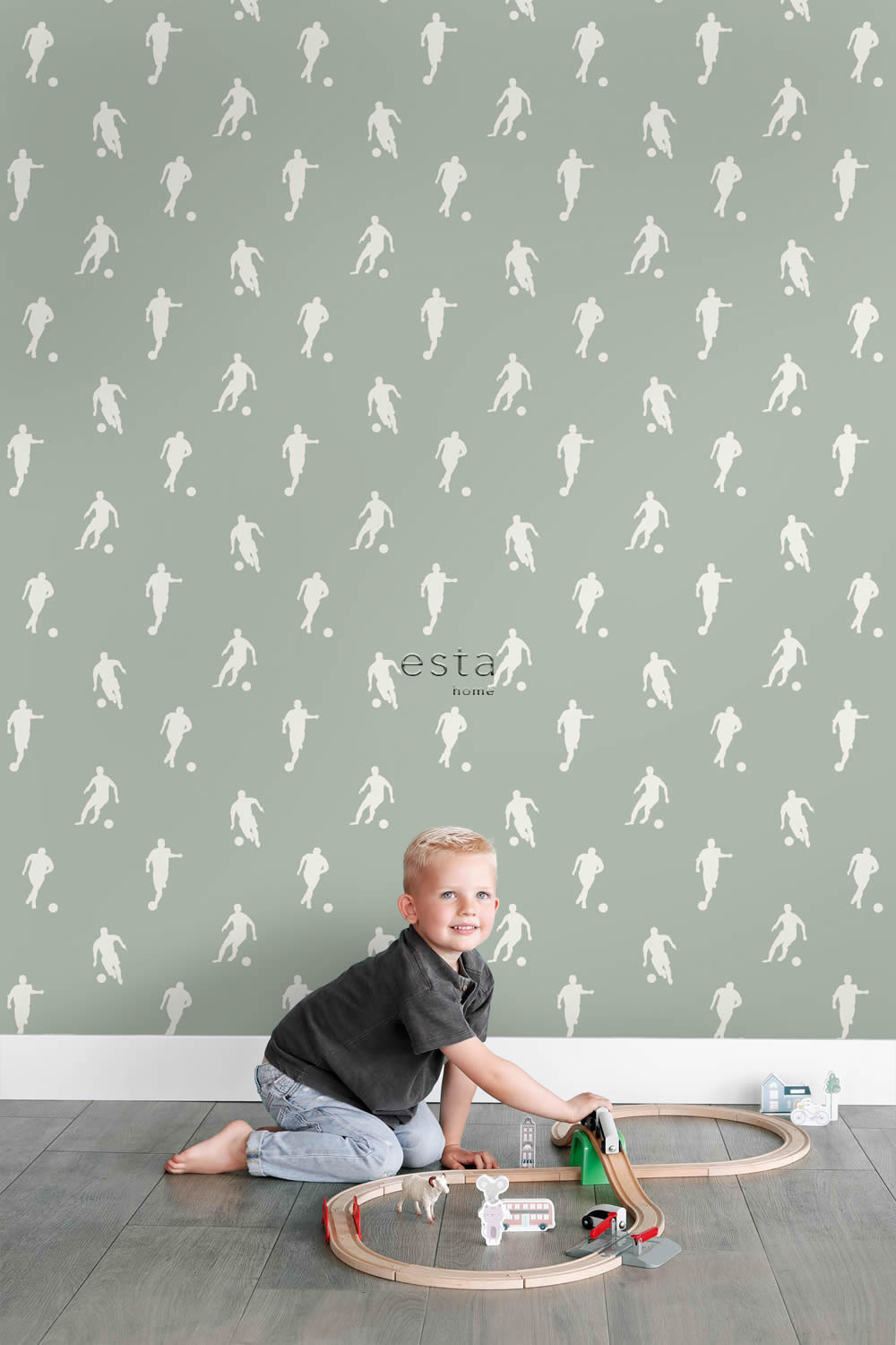 Fußball Tapete Sport Kicker Vlies grün sage 139505