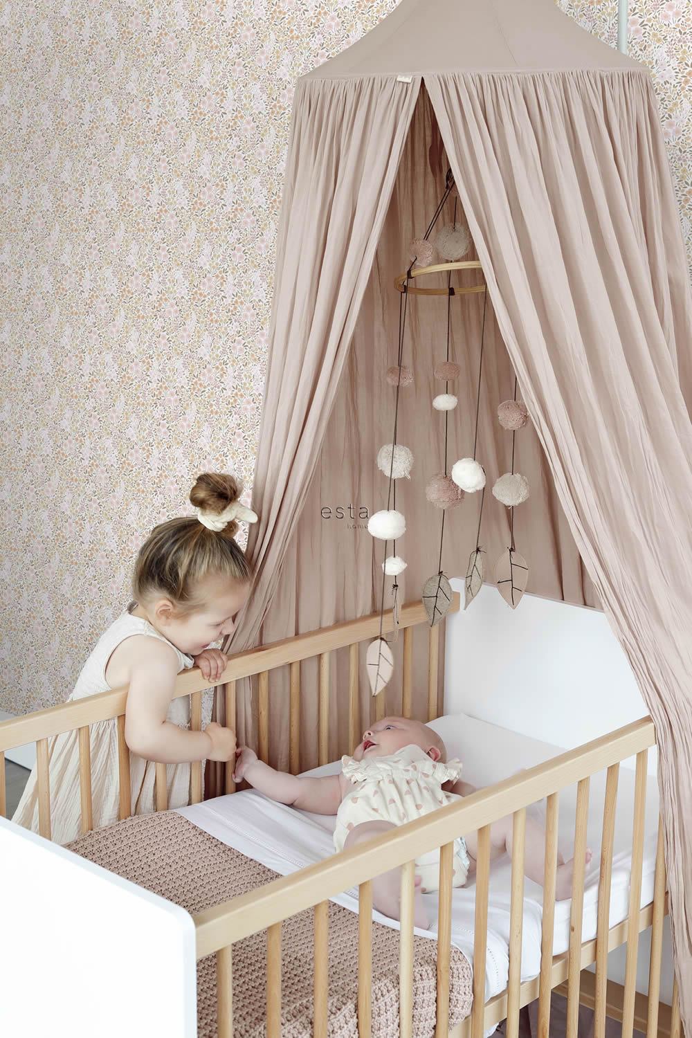 Blumenmuster Tapete Blüten Vlies rosa beige 139533