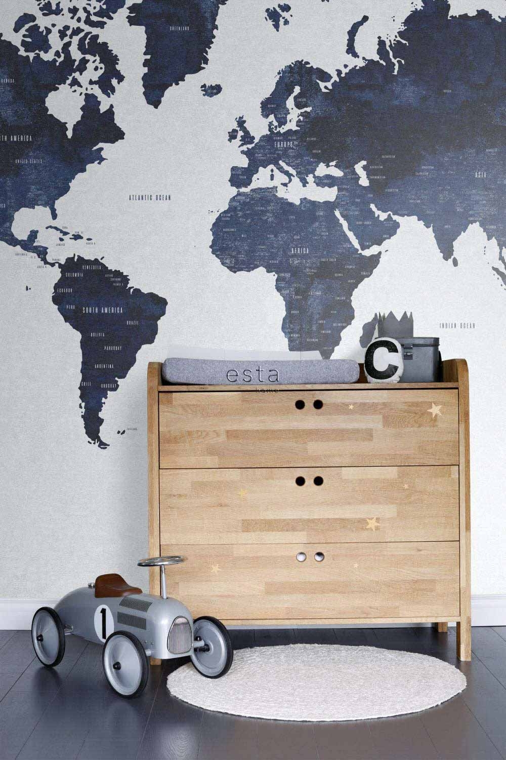 Wandbild Weltkarte Vintage blau 279 x 279 cm 158853