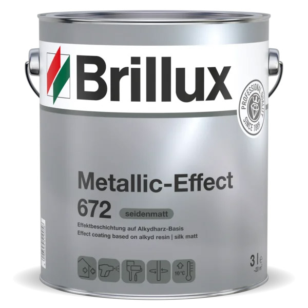 Brillux Metallic-Effektlack 672 seidenmatt RAL 9006 weißaluminium  | 3 ltr
