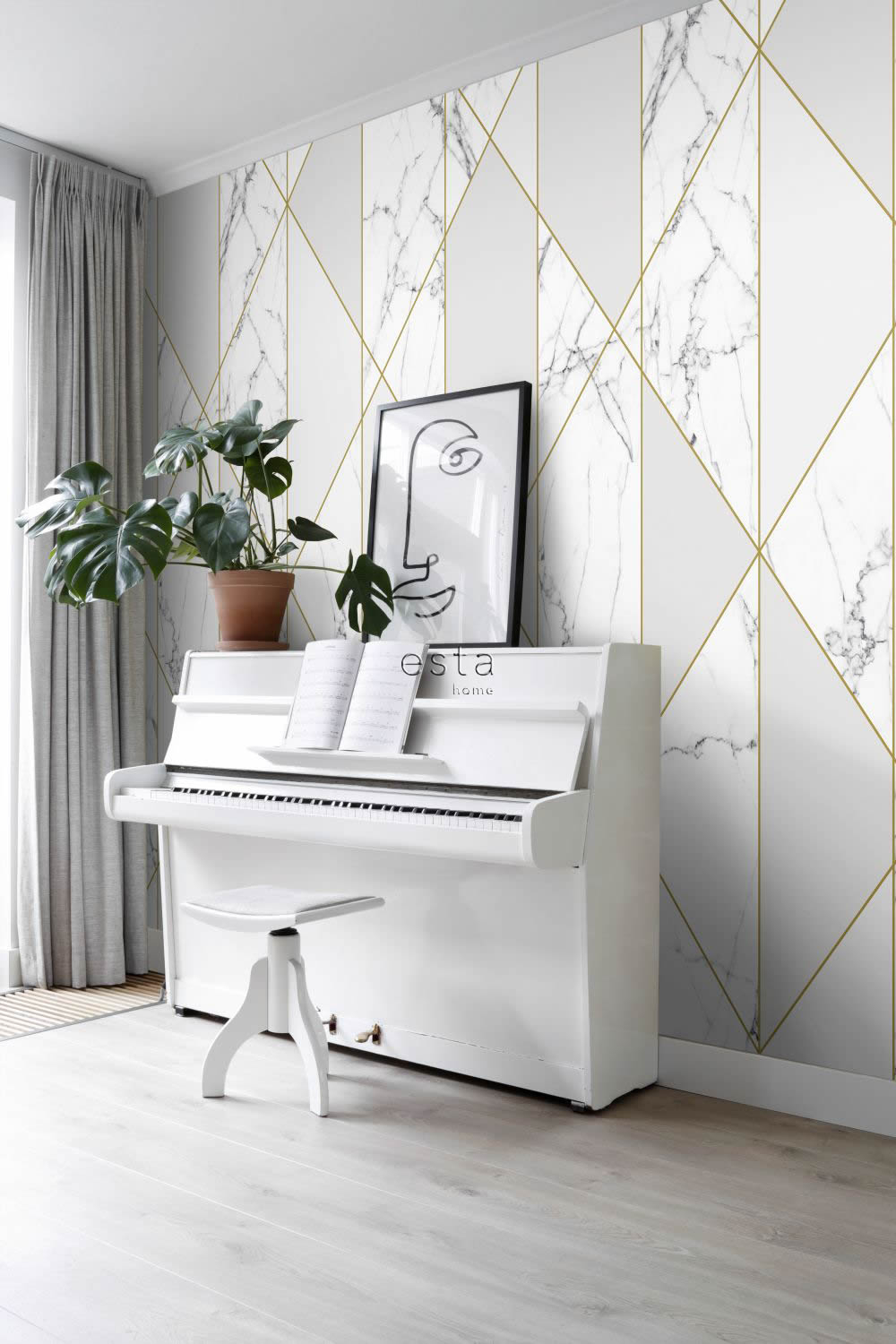 Wandbild Mamoroptik gold glänzend grau 250 x 279 cm 158965