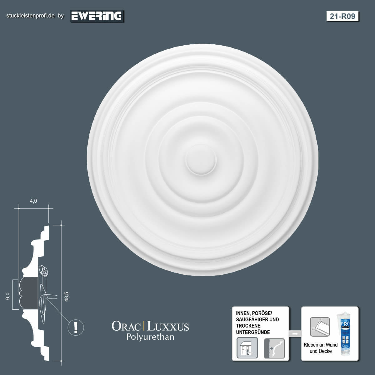 Ceiling rose R09 Orac Decor stucco element